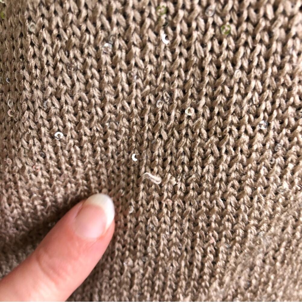 Whbm Tan And Gray Color Block Sequin Sweater Size… - image 7